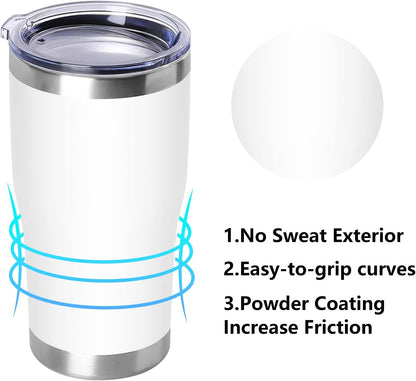 DOMICARE 20oz Tumbler with Lid Stainless Steel Tumblers Bulk, Double Wall Vacuum Insulated Coffee Travel Mug Powder Coated Tumbler, 4 Pack White