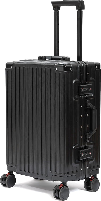 UrbanExporer 26 Inch Hardside Zipperless Luggage with Spinner Wheels, TSA-Approved Lock, Aluminum Frame, Lightweight Checked Suitcase for Travel, Black