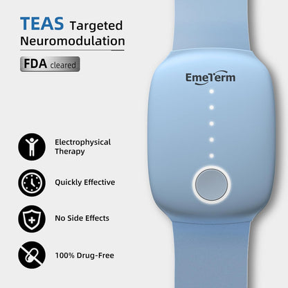 EmeTerm Fashion FDA-Cleared Relieve Nausea Electrode Stimulator Morning Sickness Motion Travel Sickness Vomit Relief Rechargeable No Gel Drug Free Wrist Bands Without Side Effects (2 Pack)