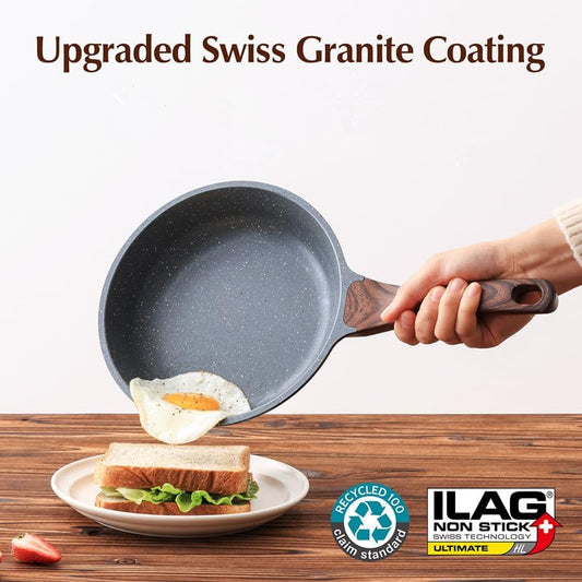 SENSARTE Nonstick Frying Pan Skillet with Lid, Omelet Pan with Cover, Healthy Cooking Chef's Pan, Kitchen non stick Pan, Free of Intentionally Added PFOA (10inch + Glass Lid)