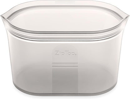 Zip Top Reusable Food Storage Bags | Large Dish [Gray] | Silicone Meal Prep Container | Microwave, Dishwasher and Freezer Safe | Made in the USA