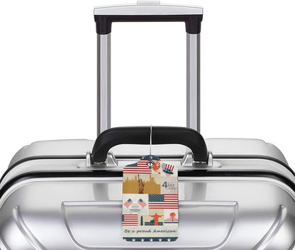 2 Pack Luggage Tag for Suitcase, Cute Unique Leather Suitcase Tags Identifiers with Privacy Name Address Labels & Durable Steel Loop for Women Men Travel