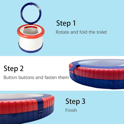 Travel Potty for Toddler, Portable and Foldable Toilet Training Apply to Seat Emergency Toilet for Car, Camping, Outdoor, Indoor with Bags (Blue)