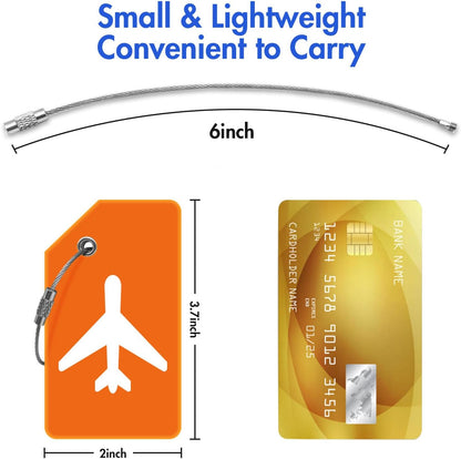 8pack Luggage Tags for Suitcases with Name ID Card， Quickly Spot Luggage Identifier Tags, Flexible Silicone Name Tags for Backpacks, Suitcases, Travel Bags, Baggage, Cruise (Orange)