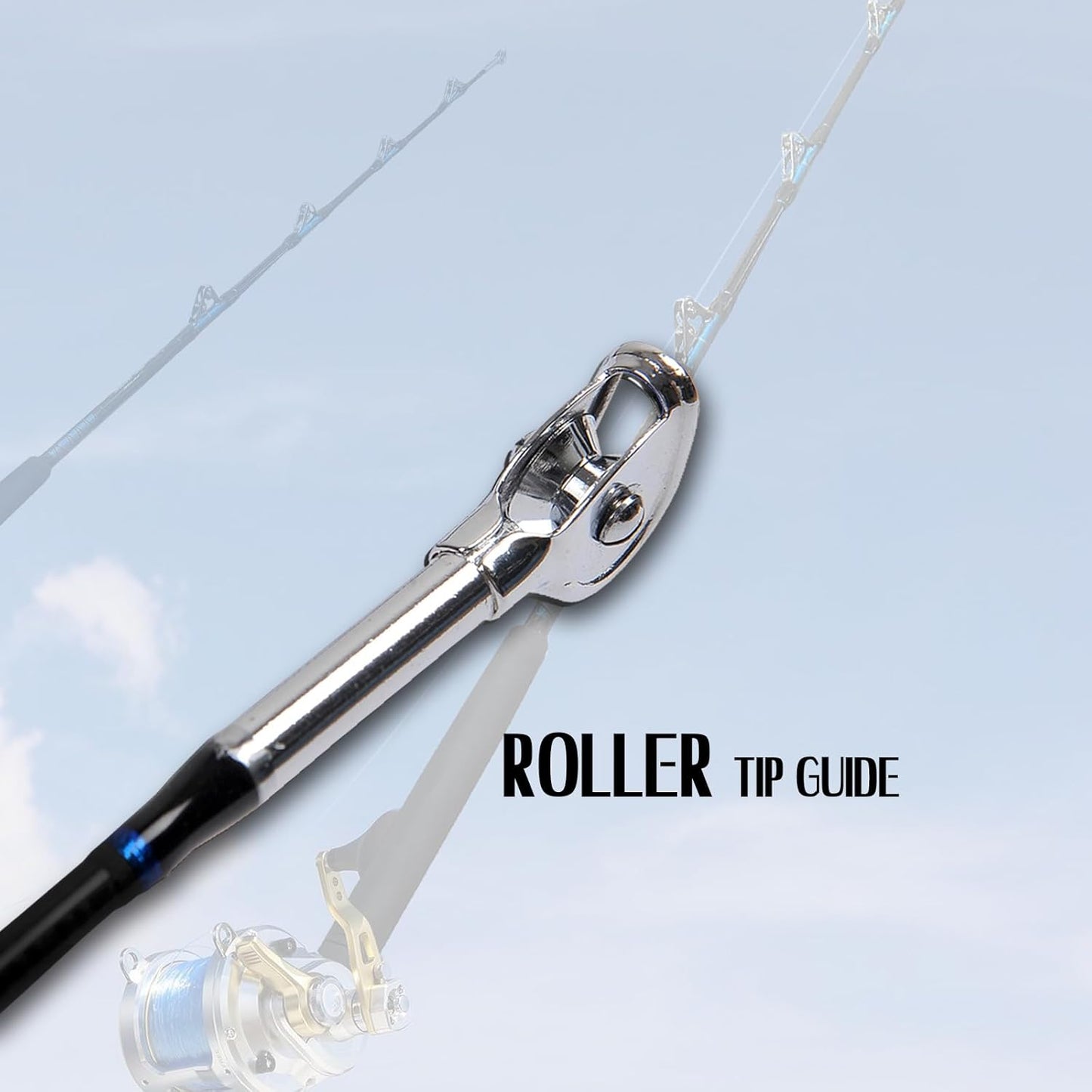 Fiblink Saltwater Offshore Heavy Trolling Fishing Rod Big Game Conventional Boat Fishing Roller Rod Pole with All Roller Guides (Heavy Power, 5-Feet 1-Inch)