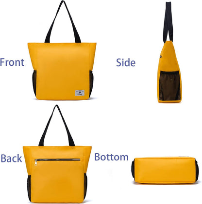 ETidy Large Capacity Foldable Tote Bag With Zipper Water-resistant SandproofWomen Beach Bag Handbag GymBag Travel ShoppingBag