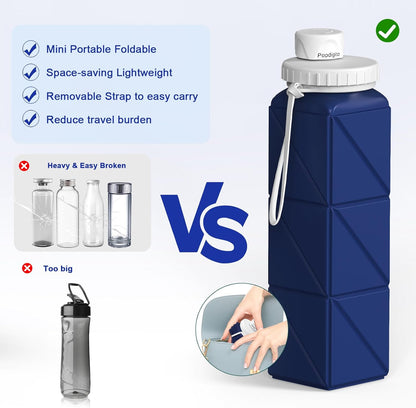 Collapsible Water Bottles 2 Pack Compact Portable,Leakproof,Bpa-Free Silicone Bottles For Travel,Hiking,Camping,Gym,Outdoor Sports.Curable,Lightweight,Reusable For On-The-Go Hydration