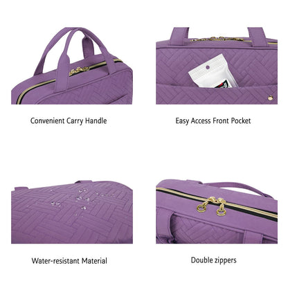 BAGSMART Toiletry Bag Travel Bag with Hanging Hook, Water-resistant Makeup Cosmetic Bag Travel Organizer for Accessories, Shampoo, Full Sized Container, Toiletries (Purple, Large)