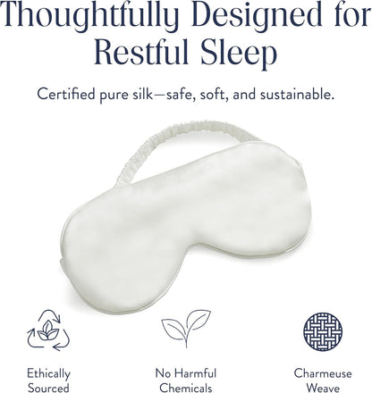 Brooklinen Silk Eye Mask for Sleeping – Ivory, 100% Mulberry Silk Sleep Mask with Soft Elastic Strap, Machine Washable, Breathable & Cool-to-The-Touch – Ideal for Sleeping & Traveling