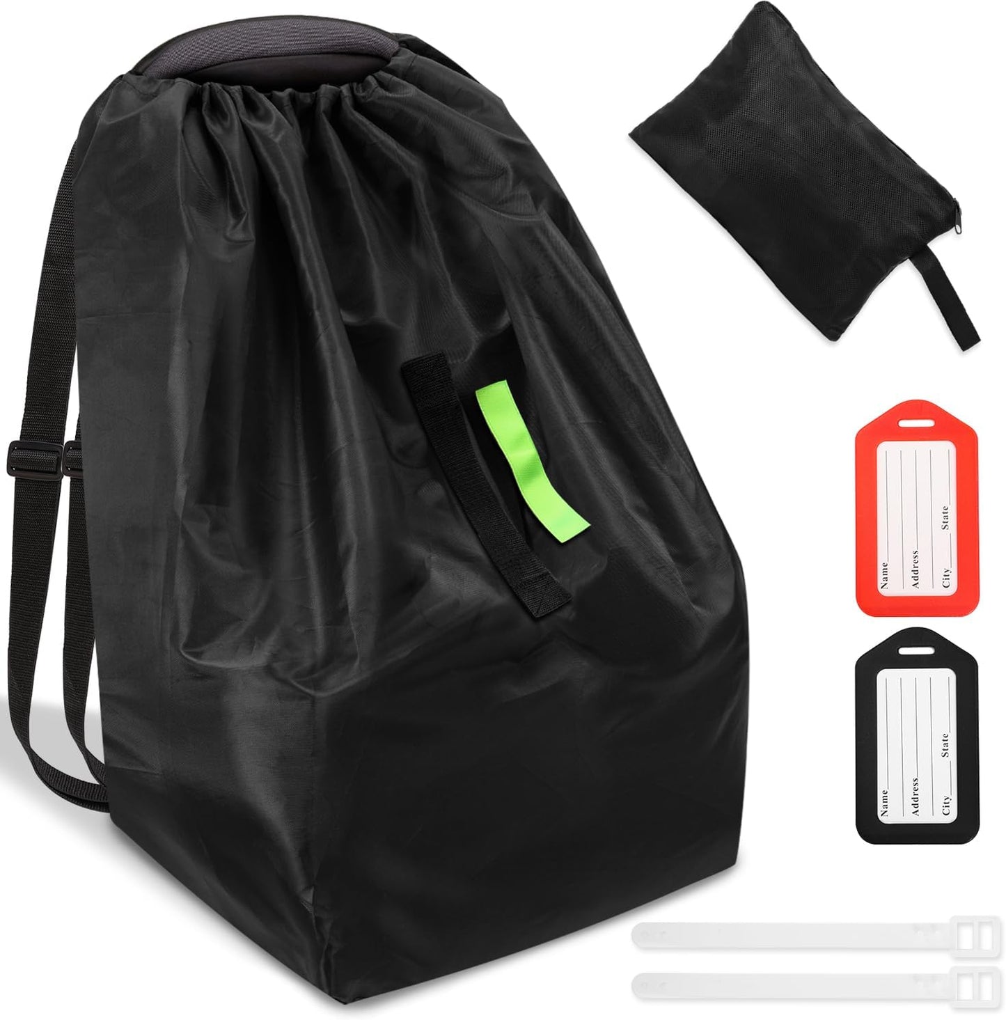 Car Seat Bags For Airplane Travel, Durable Carseat Cover For Air Travel Car Seat Travel Bag with Shoulder Straps and 2pcs Luggage Tags For Airplane