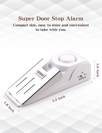 EMDMAK Door Stop Alarm with 120DB Siren Door Stop for Home & Travel (White) (Pack of 1)