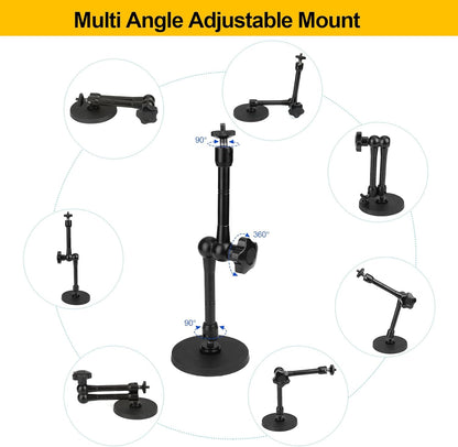 Magnetic Camera Mount for GoPro Hero/Insta 360 / DJI OSMO/AKASO Action Camera,3.46 inch Diam Magnetic Rubber Coating Base,10 inch Length Adjustable Aluminum Alloy Arm