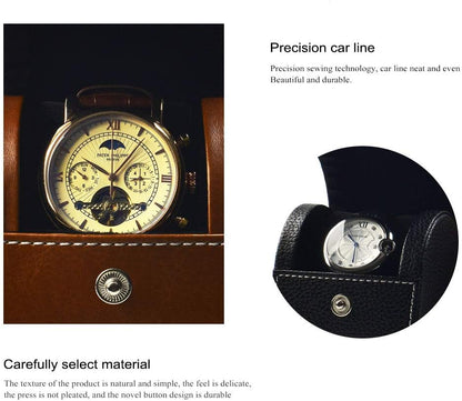 Oirlv Luxury Leather Watch Storage Box Travel Single Watch Case Jewelry Gift Box for Christmas Anniversary Birthday(Black)