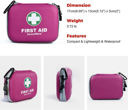 150 Pieces Mini First Aid Kit - Small Medical Kit with Hard Shell - Emergency First Aid Kit for Car, Travel, Home, Outdoor, Office, Camping, Hiking (Purple)