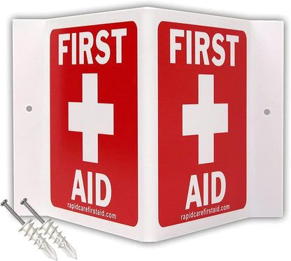 Rapid Care First Aid 863-09-1F 3 Shelf ANSI/OSHA Compliant All Purpose First Aid Cabinet & Medical Station with First Aid Sign, Exceeds OSHA/ANSI 2009, Wall Mountable, White