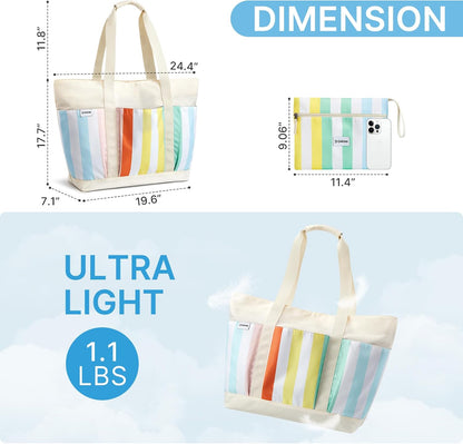 G4Free Beach Bag,Waterproof Beach Tote Pool Bags for Women,Compatible with Stanley Cup,Foldablefor Weekender Travel