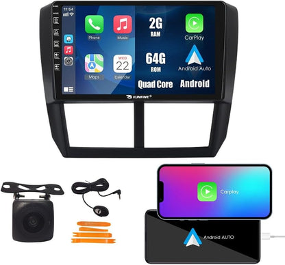 Kunfine Car CarPlay Android Auto Navigation Stereo GPS Radio Reverse Camera Display 9" IPS Touchscreen Headunit Tablet Pad Media Player for Subaru Forester 2007-2013, if Applicable Quad Core 2G+64G