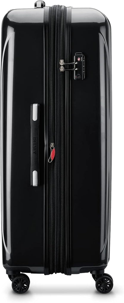 DELSEY PARIS Helium Aero Hardside Expandable Luggage with Spinner Wheels, Black, Checked-Large 28 Inch