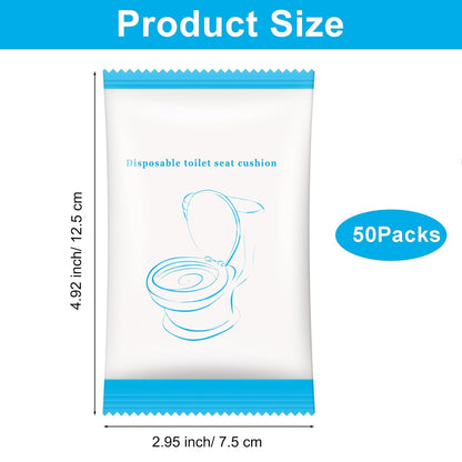 50 Pack Disposable Toilet Seat Cover Waterproof Non-Woven Fabric, Disposable Toilet Seat Covers for Travel, Disposable Seat Covers for Outing Hotel Hospital Public Toilet (Individual Package)
