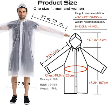 Rain Coats (2 Pack) - Reusable EVA Rain Ponchos for Adults Rain Jackets Raincoats for Men Women