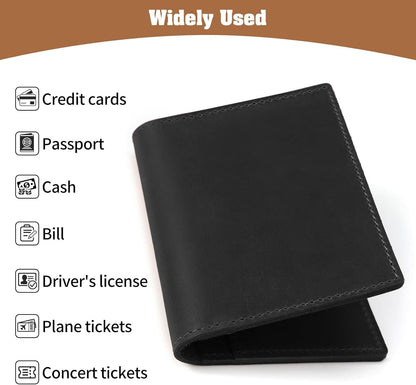 Jack&Chris Leather Passport Holder, Handmade Passport cover, Travel Wallet Cover Case for Men and Women, Leather Travel Documents Organizer Protector, JC107