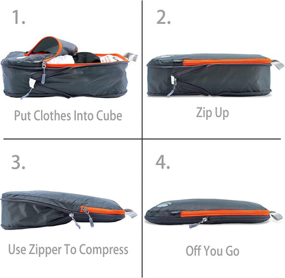 Cipway Compression Packing Cubes Set, Ultralight Expandable Travel Packing Organizers for Carry on Luggage (Grey 3pcs)