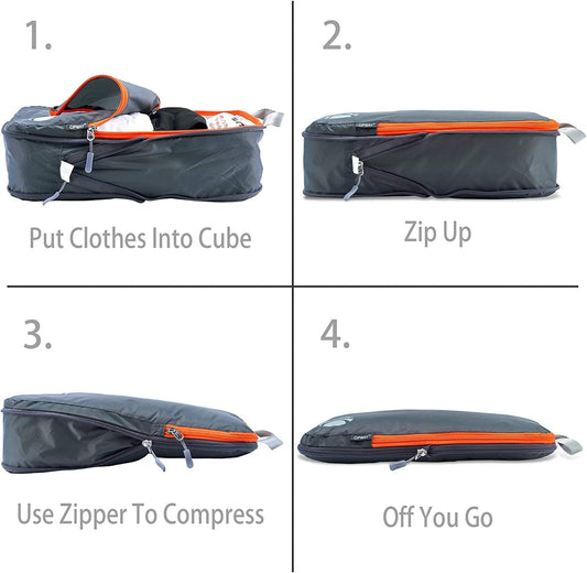 Cipway Compression Packing Cubes Set, Ultralight Expandable Travel Packing Organizers for Carry on Luggage (Grey 3pcs)