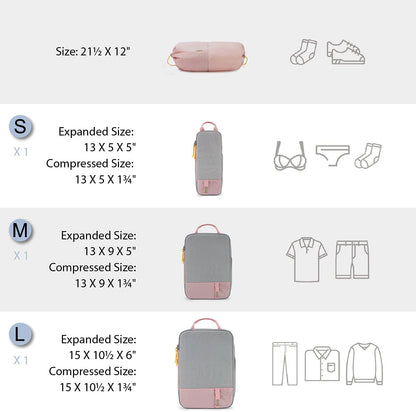 BAGSMART 6 Set Compression Packing Cubes - Lightweight Travel Essentials, Durable Luggage Organizer