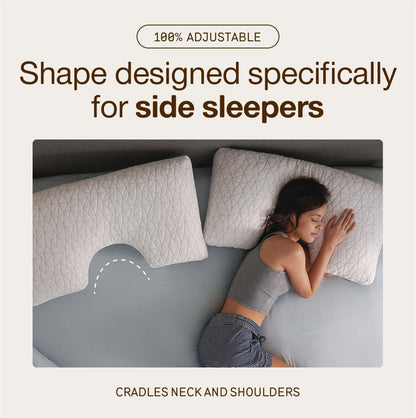 Coop Home Goods Original Cut-Out Adjustable Pillow, Queen Size Bed Pillows for Neck & Head Support, Memory Foam Pillows - Medium Firm for Side Sleeper, CertiPUR-US/GREENGUARD Gold