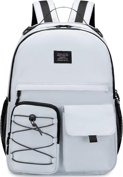 Lohol Casual Backpack for Teen Boys Girls, Water Resistant Daypack with Anti Theft Pocket for Travel School (Grey)