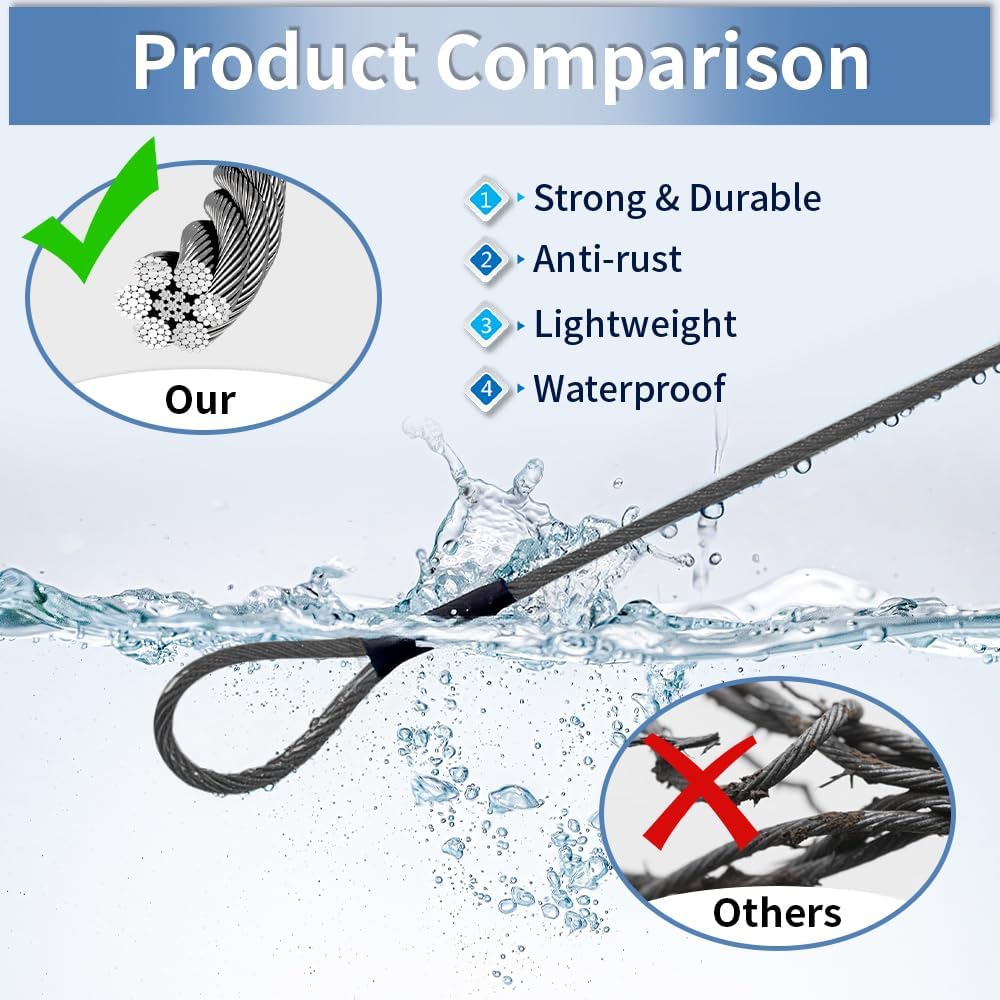 3.3mm Steel Wire Rope Outdoor Travel Security Cable Lock,Braided Steel Coated Safety Cable Luggage Lock,Safety Cable Wire Rope Chain Lock Double Loop Lightweight (Black, 12in/5Pcs)