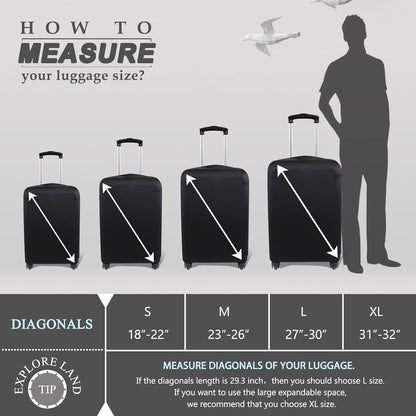 Explore Land Travel Luggage Cover Suitcase Protector Fits 23-26 Inch Case (Black, M)
