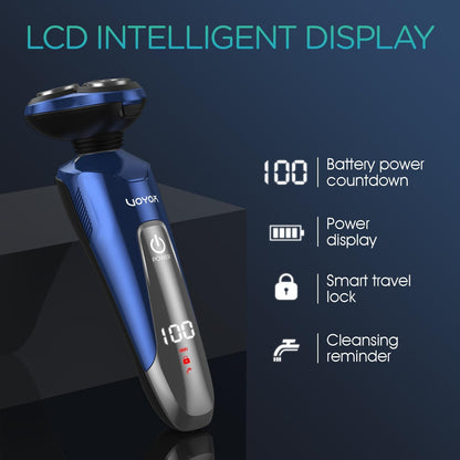 VOYOR Electric Razor for Men Cordless Shavers for Shaving with face sideburn Nose Ear Hair Rechargeable Wet Dry Waterproof TX410 New (New Version-Blue)