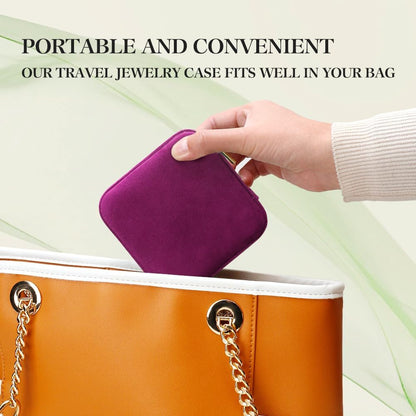 Travel Jewelry Case, Small Plush Velvet Jewelry Box for Women and Girls, Portable Jewelry holder organizer for Rings Earrings Necklaces Bracelets(Midnight Purple)