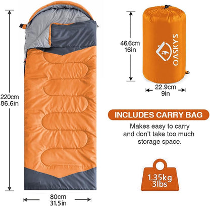 oaskys Camping Sleeping Bag - 3 Season Warm & Cool Weather - Summer Spring Fall Lightweight Waterproof for Adults Kids - Camping Gear Equipment, Traveling, and Outdoors