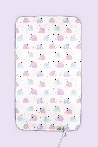 HAMUR HOME Portable Baby Changing Pad – Waterproof, Foldable & Lightweight Travel Mat – Soft & Machine Washable Diaper Changer – Compact & Durable (Elephant)