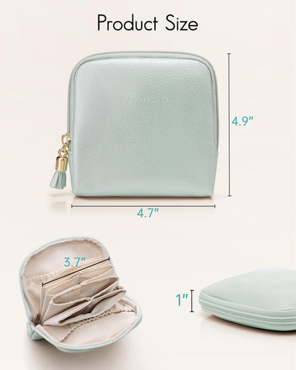 Vlando Small Jewelry Travel Case,Jewelry Pouch Bags with Zipper,Velvet Jewelry Organizer Storage Bag for Bracelet Rings Earring Travel Essentials Gifts for Women Girl-Mint Green