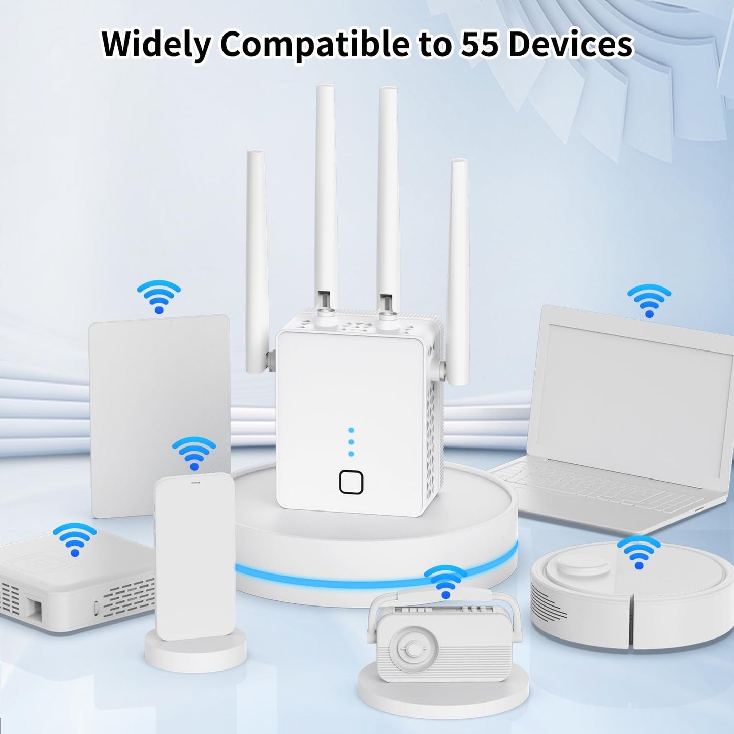 WiFi Extender, 2024 Fastest WiFi Booster 1200Mbps Dual Band (5GHz/2.4GHz) WiFi Extenders Signal Booster for Home, WiFi Repeater with Ethernet Port Covers up to 10000sq. ft and 55 Devices