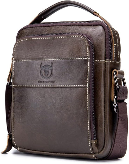 KPYWZER Genuine Leather Shoulder Bag Small Men Messenger Pack Handbag Sling Crossbody Bag Man Purse for Business