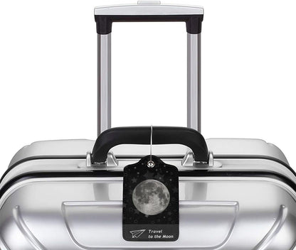 2 Pack Luggage Tag for Suitcase, Cute Unique Leather Suitcase Tags Identifiers with Privacy Name Address Labels & Durable Steel Loop for Women Men Travel