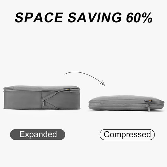 4 Set Compression Packing Cubes for Travel, Suitcases and Backpack Space Saving Organizers (Silver)