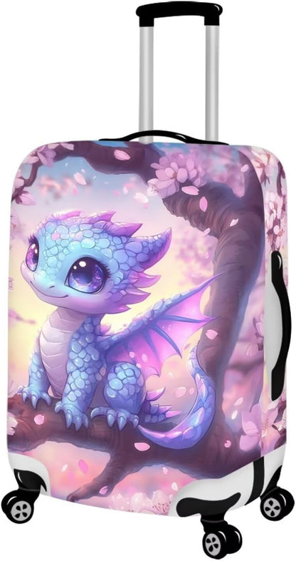 Dragon Suitcase Cover Travel Luggage Protector Washable Elastic Suitcase Covers Anti-Scratch Zip Closure Lugagge Covers for Suitcase Cherry Blossom Luggage Cover Fits 22-25 Inch, M