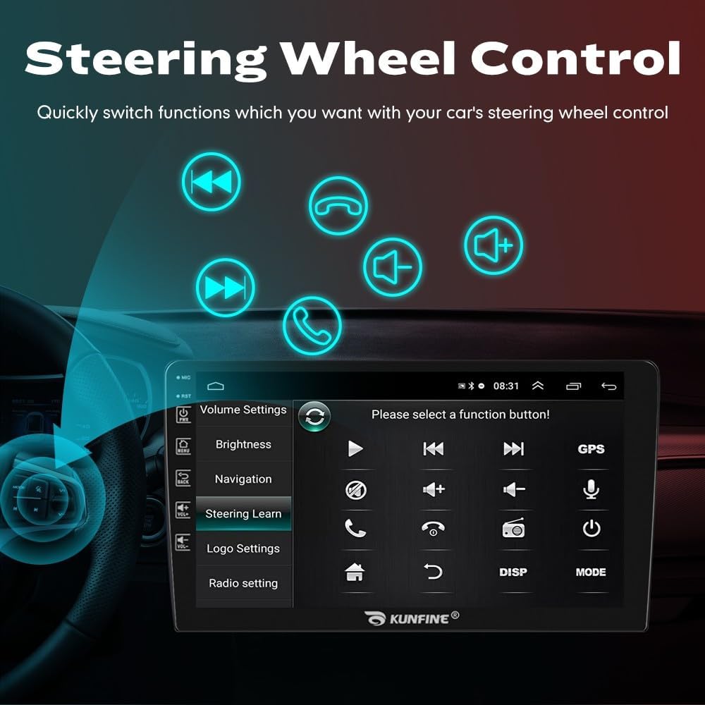 Kunfine Car CarPlay Android Auto Navigation Stereo GPS Radio Reverse Camera Display 9" IPS Touchscreen Headunit Tablet Pad Media Player for Subaru Forester 2007-2013, if Applicable Quad Core 2G+64G