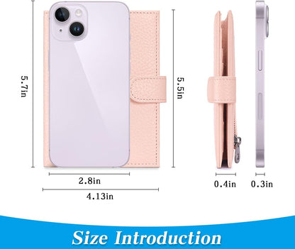 Passport Holder for Travel Women RFID Blocking Genuine Leather Passport Wallet with Card Slots, Zipper Coins Pocket, Cash Holder, Pink
