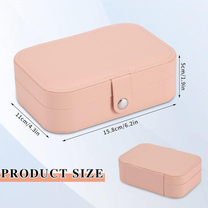 Travel Jewelry Box, PU leather Small Jewelry Organizer For Female Girls, double layer portable mini travel case for storing earrings, rings, necklaces.(Pink)