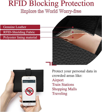 RFID Slim Passport Holder for Travel – Leather Passport Wallet for Women & Men with Card Slots, Zippered Coin Pocket, SIM Card Slot – Travel Passport Cover Case (Black)