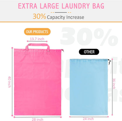 Extra Large Heavy Duty Laundry Bag - 28" x 40", Travel Laundry Bag for Dirty Clothes (Pink)