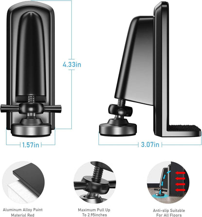 Door Jammer Door Stopper, Portable Door Security Lock for Travel/Apartment/Safety Self Defense/Personal Protection, Aluminum Alloy Anti-Slip Door Lockdown Security Device (Black)