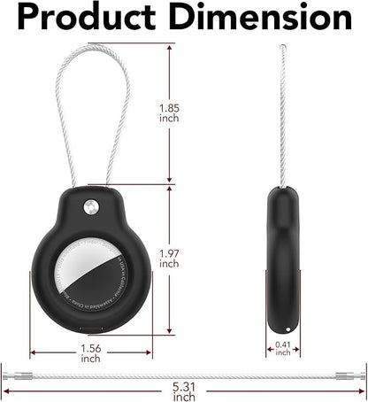 SPGUARD for AirTag Holder Case with Keychain, Air Tags-5 Pack for Apple Air Tag Holder with Wire Cable Lock Key Ring Chain Air Tagholder Accessories for GPS Item Tracker Kids,Keys,Luggage