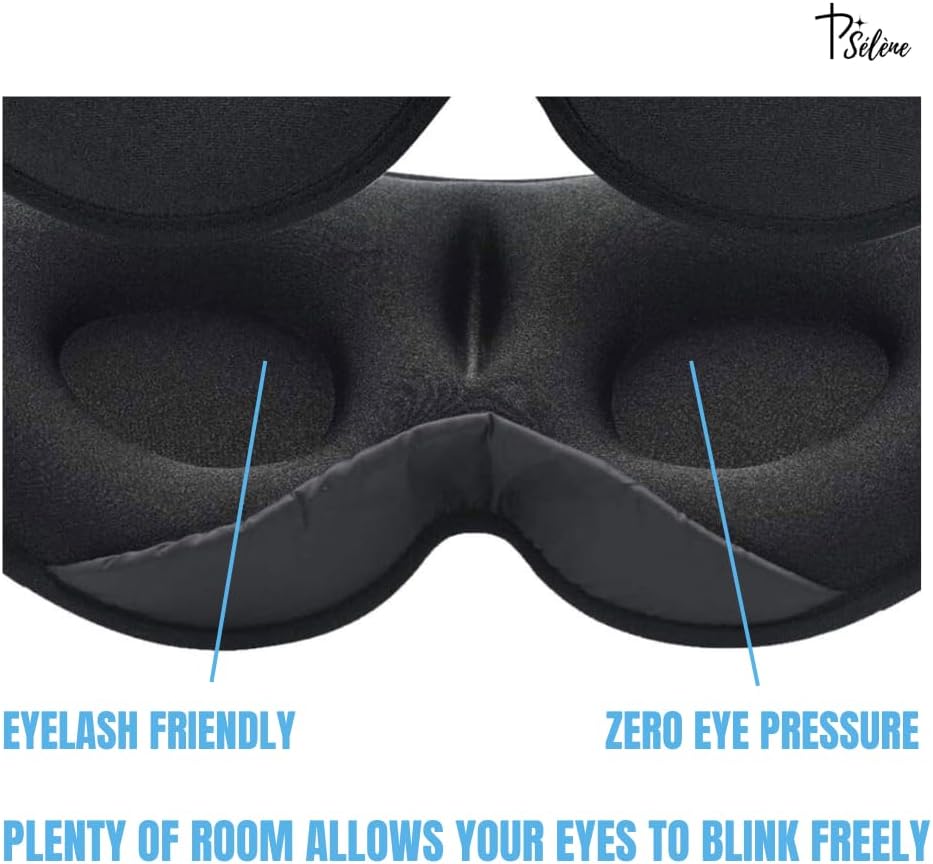 Sleep Mask with Earplugs & Zipper Bag 3D Memory Foam Eye Mask with Nose Support, Lash-Friendly, Blink Freely, Soft, Breathable, Adjustable, for Sleep, Travel, Insomnia, Meditation, Men & Women